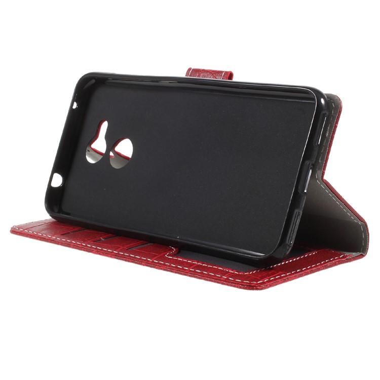 Vintage Style Crocodile Texture Stand Wallet Leather Shell for Huawei Honor 6C Pro / V9 Play - Red-4