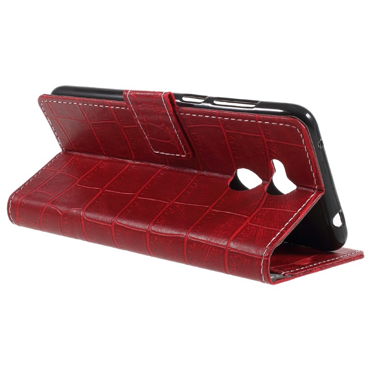 Vintage Style Crocodile Texture Stand Wallet Leather Shell for Huawei Honor 6C Pro / V9 Play - Red-5