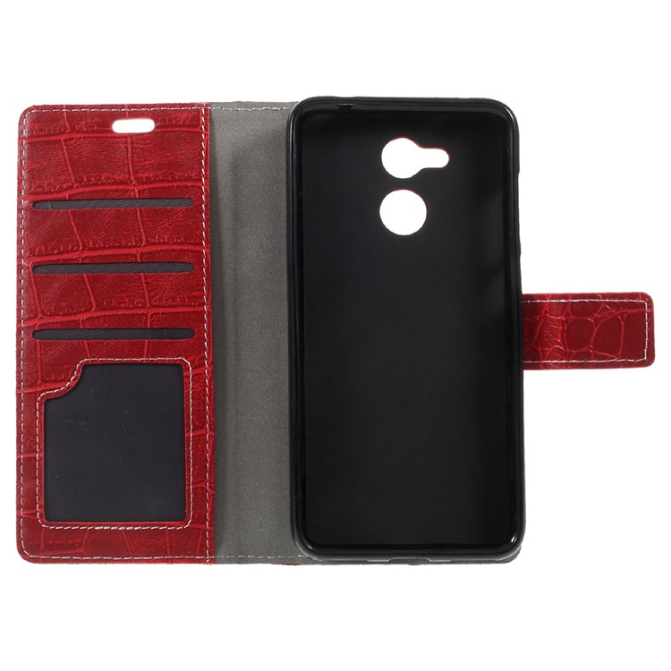 Vintage Style Crocodile Texture Stand Wallet Leather Shell for Huawei Honor 6C Pro / V9 Play - Red-6