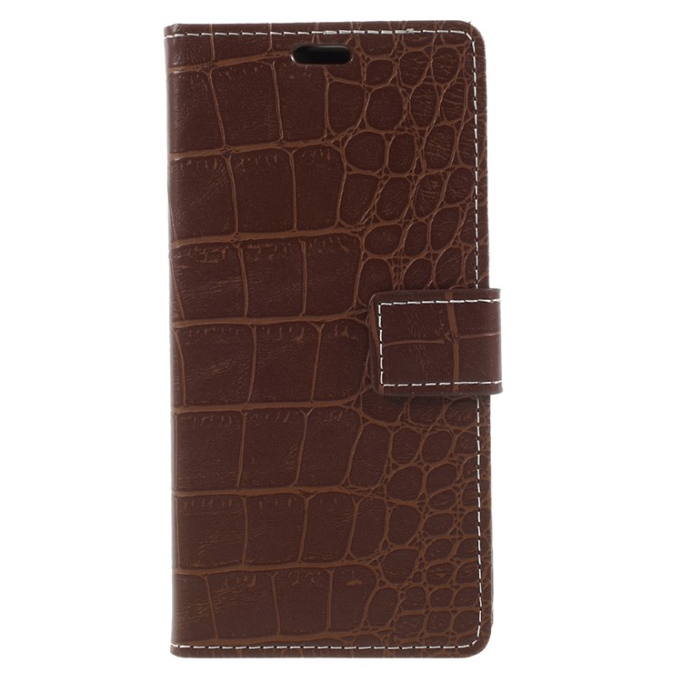 Vintage Style Crocodile Texture PU Leather Stand Wallet Phone Cover for Huawei Honor 6C Pro / V9 Play - Brown-1