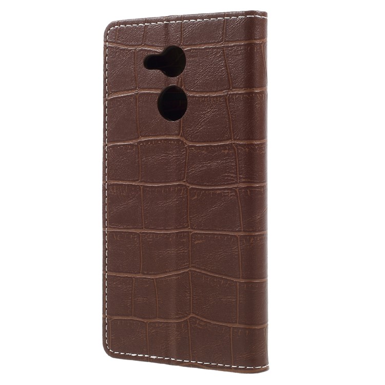 Vintage Style Crocodile Texture PU Leather Stand Wallet Phone Cover for Huawei Honor 6C Pro / V9 Play - Brown-2