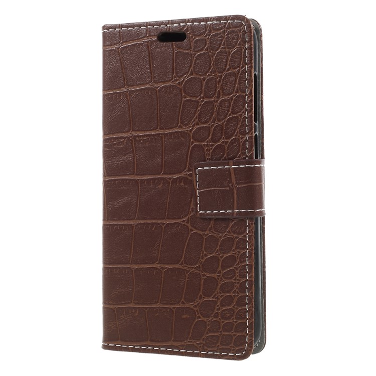 Vintage Style Crocodile Texture PU Leather Stand Wallet Phone Cover for Huawei Honor 6C Pro / V9 Play - Brown-3