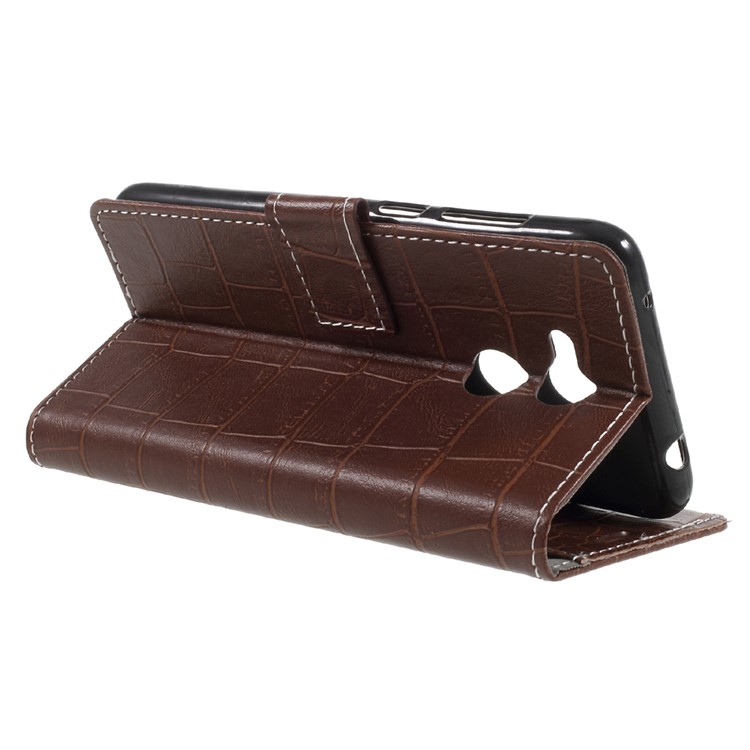 Vintage Style Crocodile Texture PU Leather Stand Wallet Phone Cover for Huawei Honor 6C Pro / V9 Play - Brown-5