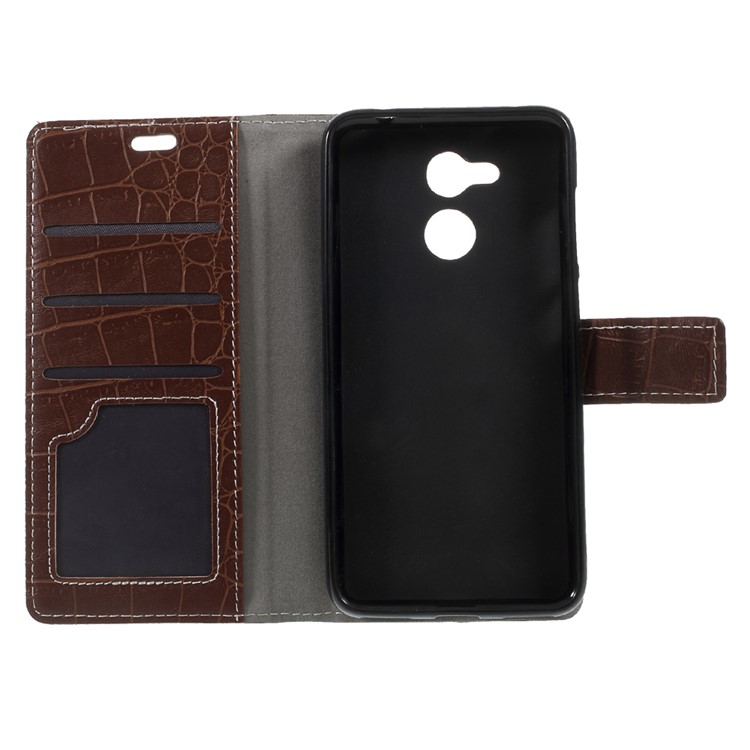 Vintage Style Crocodile Texture PU Leather Stand Wallet Phone Cover for Huawei Honor 6C Pro / V9 Play - Brown-6