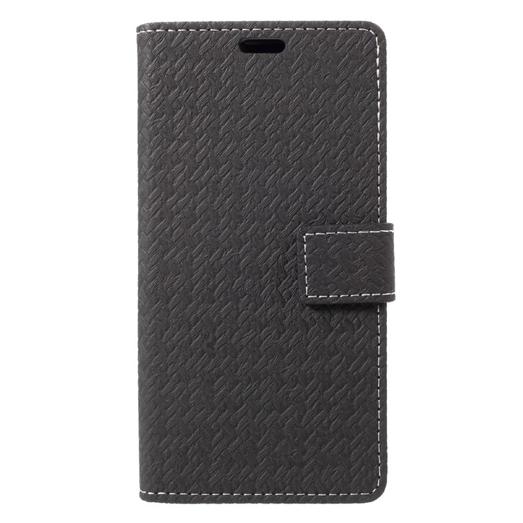 Woven Pattern Leather Wallet Case for Huawei Honor 6C Pro / V9 Play - Black-1