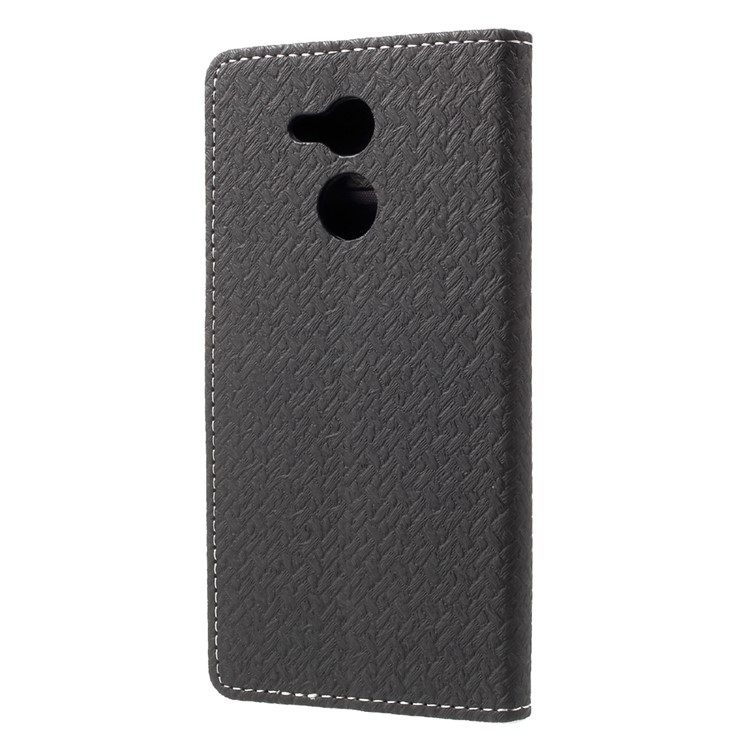 Woven Pattern Leather Wallet Case for Huawei Honor 6C Pro / V9 Play - Black-2
