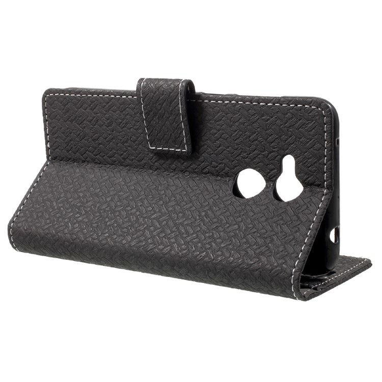 Woven Pattern Leather Wallet Case for Huawei Honor 6C Pro / V9 Play - Black-4