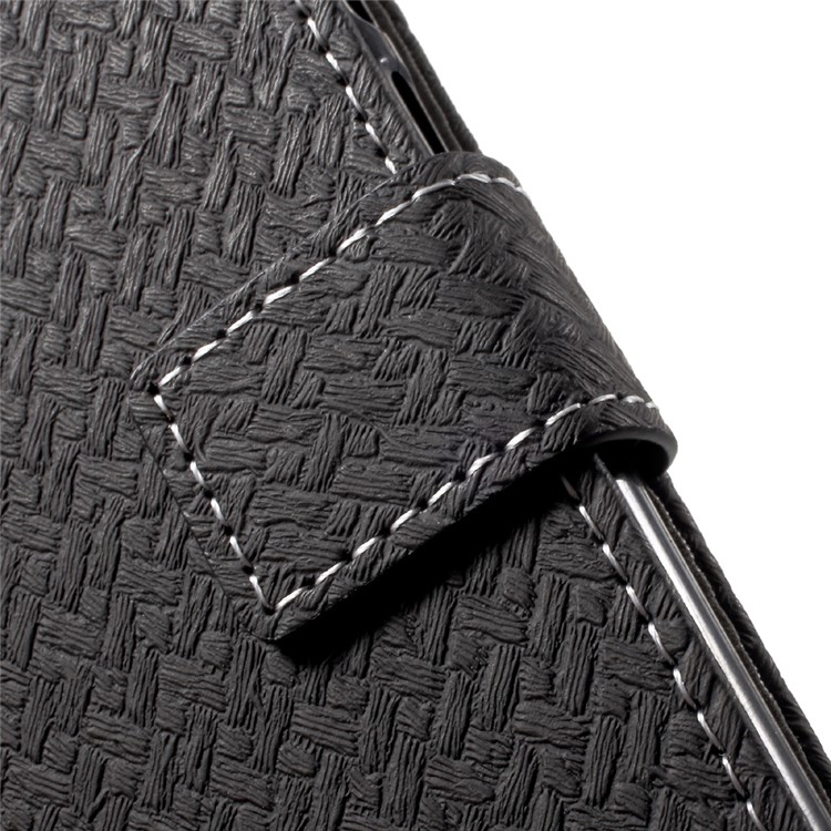 Woven Pattern Leather Wallet Case for Huawei Honor 6C Pro / V9 Play - Black-6