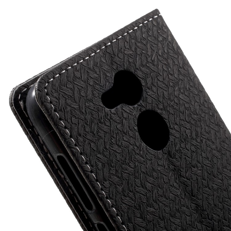 Woven Pattern Leather Wallet Case for Huawei Honor 6C Pro / V9 Play - Black-7