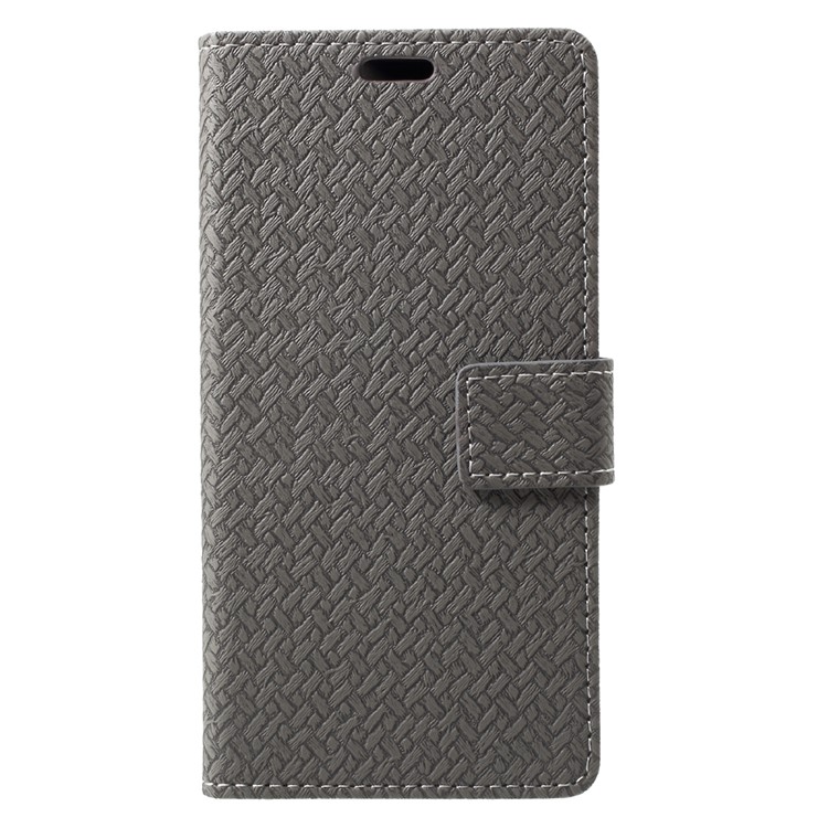Woven Pattern Leather Wallet Cover for Huawei Honor 6C Pro / V9 Play - Grey-1