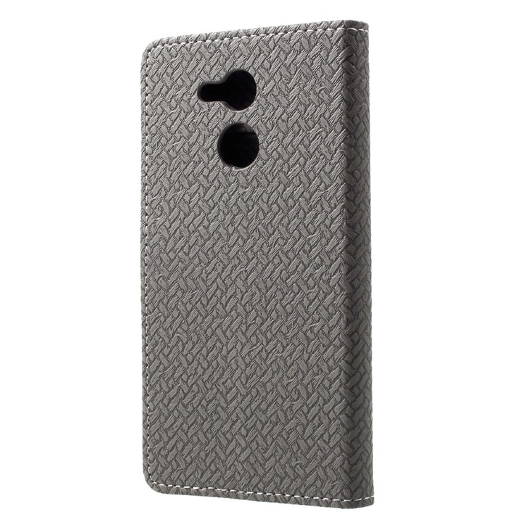 Woven Pattern Leather Wallet Cover for Huawei Honor 6C Pro / V9 Play - Grey-2