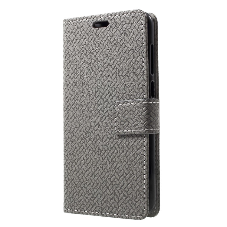 Woven Pattern Leather Wallet Cover for Huawei Honor 6C Pro / V9 Play - Grey-3