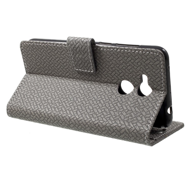 Woven Pattern Leather Wallet Cover for Huawei Honor 6C Pro / V9 Play - Grey-4