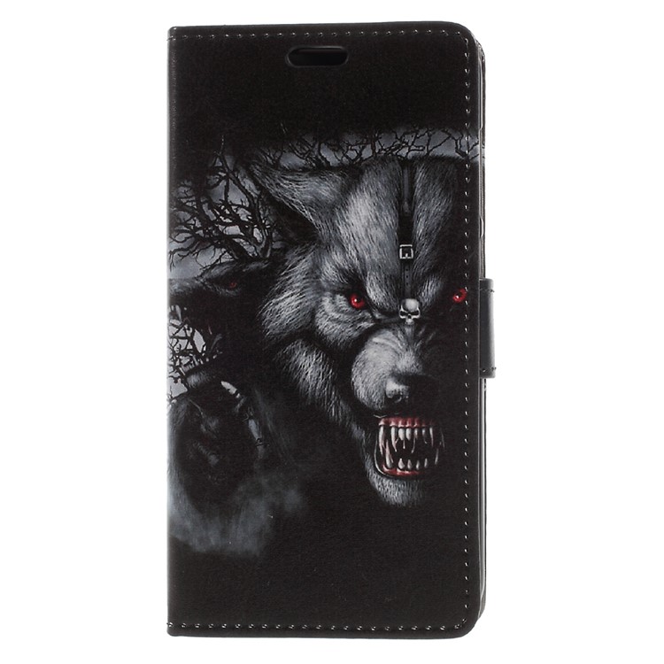 Pattern Printing Wallet Leather Stand Case for Huawei Honor V9 Play - Fierce Wolf-3