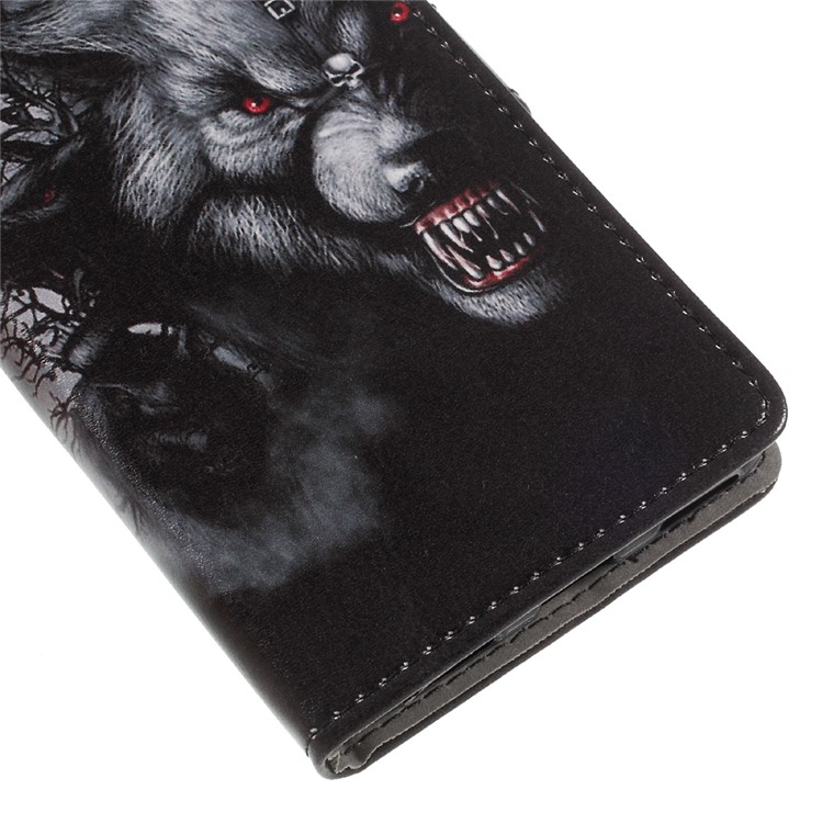Pattern Printing Wallet Leather Stand Case for Huawei Honor V9 Play - Fierce Wolf-7