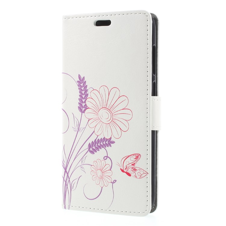 Pattern Printing Wallet Leather Cell Phone Case for Huawei Honor 6C Pro / V9 Play - Flower and Butterfly-3