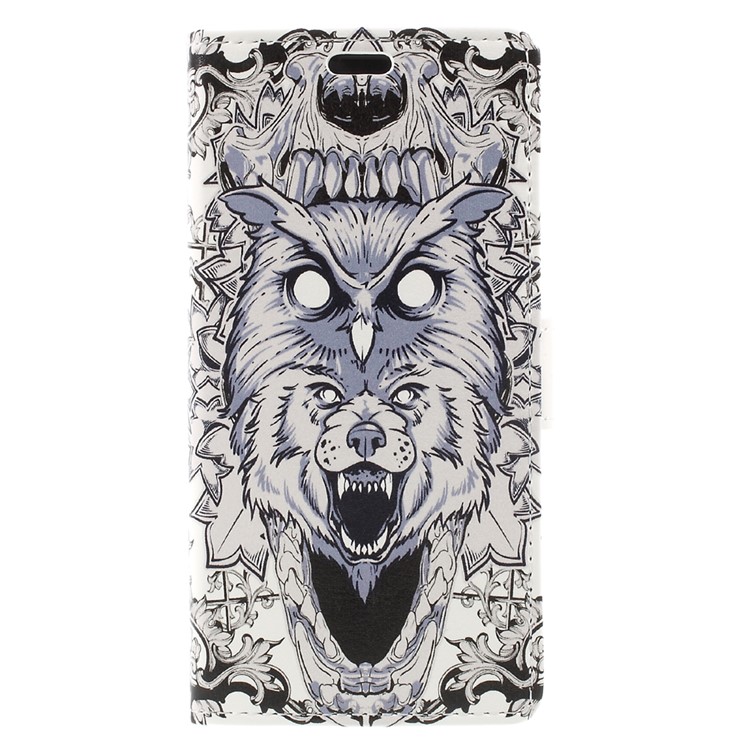 Pattern Printing Wallet Leather Phone Accessory Case for Huawei Honor 6C Pro / V9 Play - Abstract Owl and Lion-1