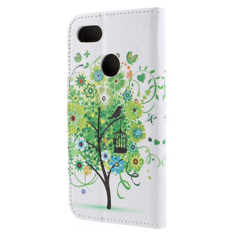 Cross Texture Pattern Printing Leather Wallet Phone Case for Huawei P9 lite mini / Enjoy 7 / Y6 Pro (2017) - Green Tree-3