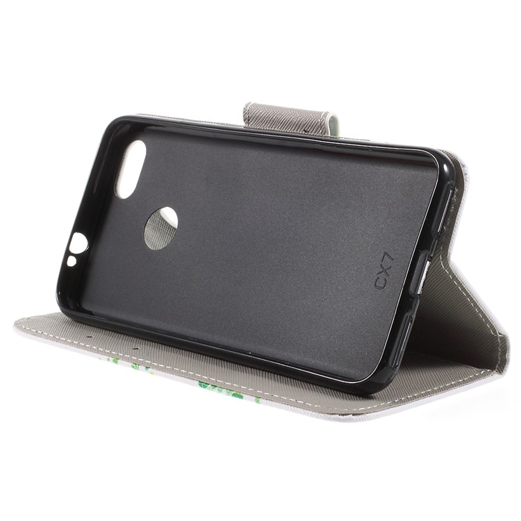 Cross Texture Pattern Printing Leather Wallet Phone Case for Huawei P9 lite mini / Enjoy 7 / Y6 Pro (2017) - Green Tree-4
