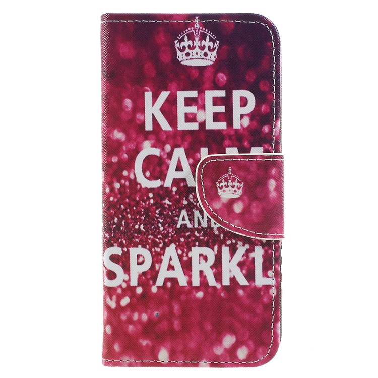 Cross Texture Pattern Printing Leather Wallet Mobile Case for Huawei P9 lite mini / Enjoy 7 / Y6 Pro (2017) - Keep Calm and Sparkle-1