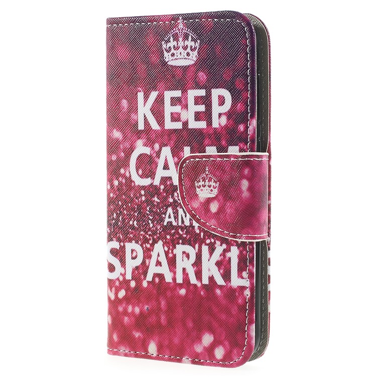 Cross Texture Pattern Printing Leather Wallet Mobile Case for Huawei P9 lite mini / Enjoy 7 / Y6 Pro (2017) - Keep Calm and Sparkle-2