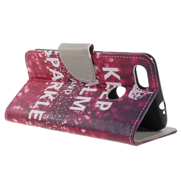 Cross Texture Pattern Printing Leather Wallet Mobile Case for Huawei P9 lite mini / Enjoy 7 / Y6 Pro (2017) - Keep Calm and Sparkle-5