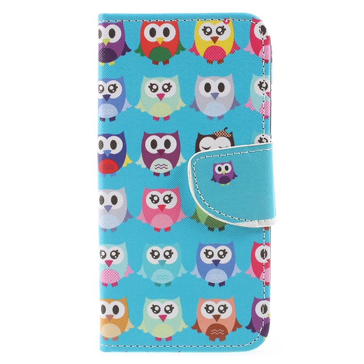 Cross Texture Pattern Printing Leather Wallet Phone Shell for Huawei P9 lite mini / Enjoy 7 / Y6 Pro (2017) - Cute Little Owls