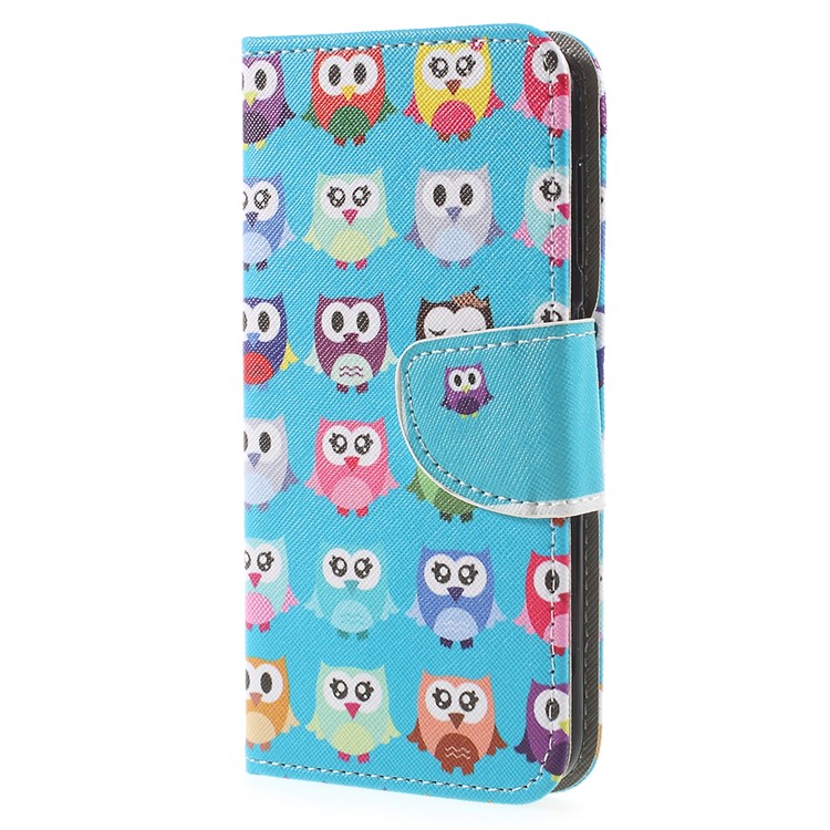 Cross Texture Pattern Printing Leather Wallet Telefone Shell para Huawei P9 lite mini / Aproveite 7 / Y6 Pro (2017) - fofa pequena corujas-2