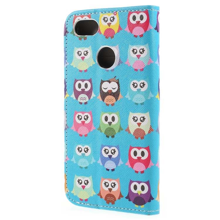 Cross Texture Pattern Printing Leather Wallet Telefone Shell para Huawei P9 lite mini / Aproveite 7 / Y6 Pro (2017) - fofa pequena corujas-3