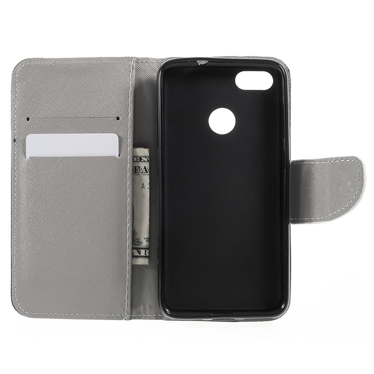 Cross Texture Pattern Printing Leather Wallet Telefone Shell para Huawei P9 lite mini / Aproveite 7 / Y6 Pro (2017) - fofa pequena corujas-6