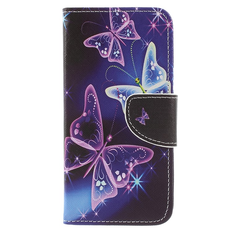 Cross Texture Pattern Printing Leather Wallet Protective Case for Huawei P9 lite mini / Enjoy 7 / Y6 Pro (2017) - Pretty Butterflies-1