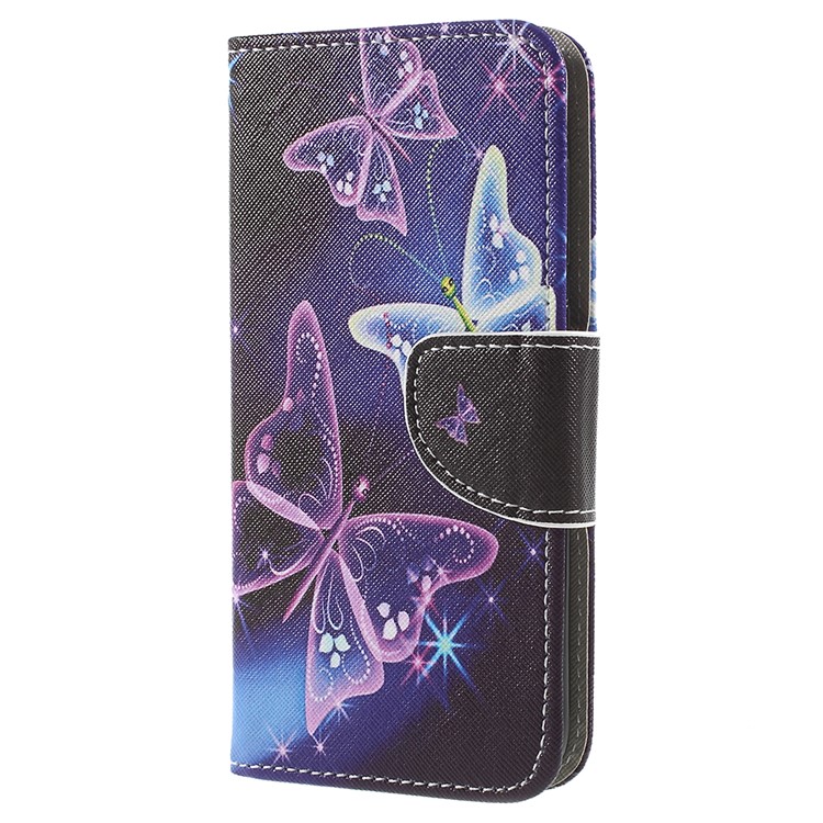 Cross Texture Pattern Printing Leather Wallet Protective Case for Huawei P9 lite mini / Enjoy 7 / Y6 Pro (2017) - Pretty Butterflies-2