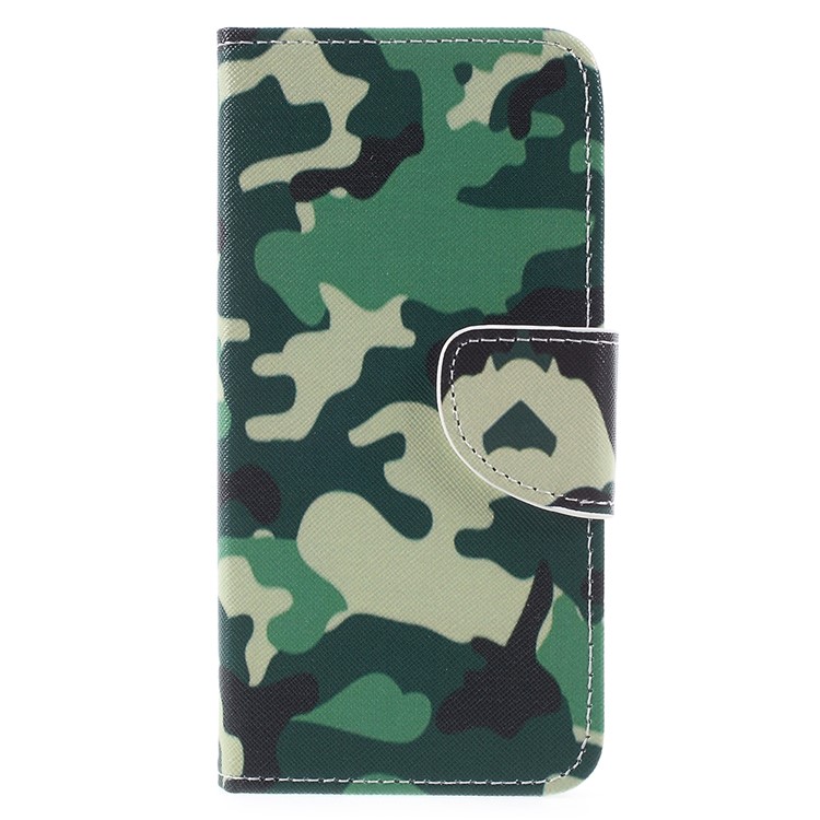 Cross Texture Pattern Printing Leather Wallet Stand Cover for Huawei P9 lite mini / Enjoy 7 / Y6 Pro (2017) - Camouflage-1