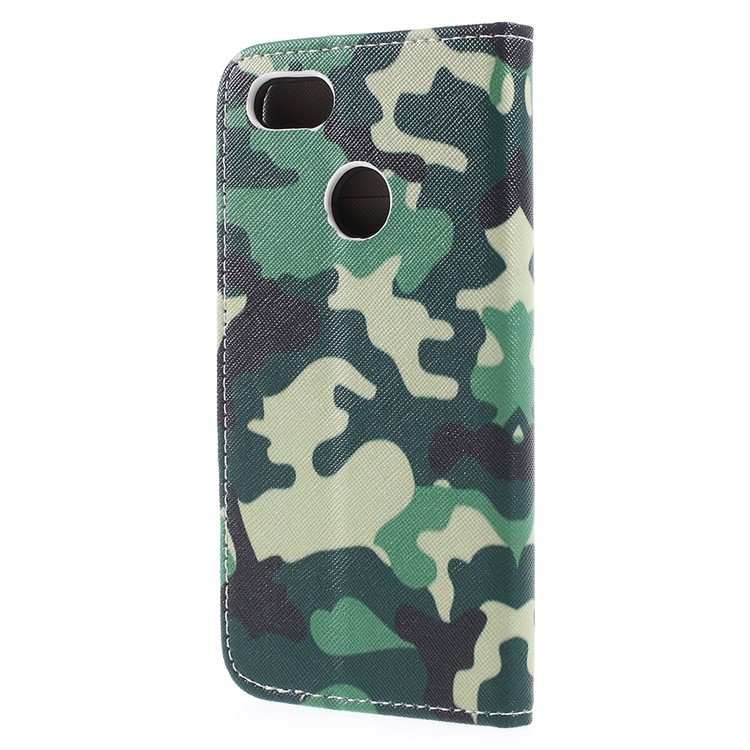 Cross Texture Pattern Printing Leather Wallet Stand Cover for Huawei P9 lite mini / Enjoy 7 / Y6 Pro (2017) - Camouflage-3