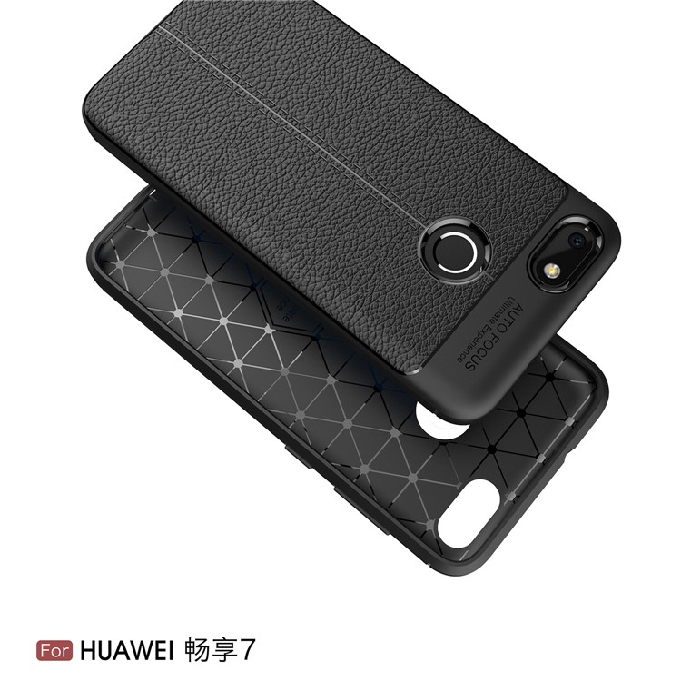 Litchi Grain Soft TPU Housse de protection pour Huawei P9 lite mini / Profitez de 7 / Y6 Pro (2017) - Noir-2