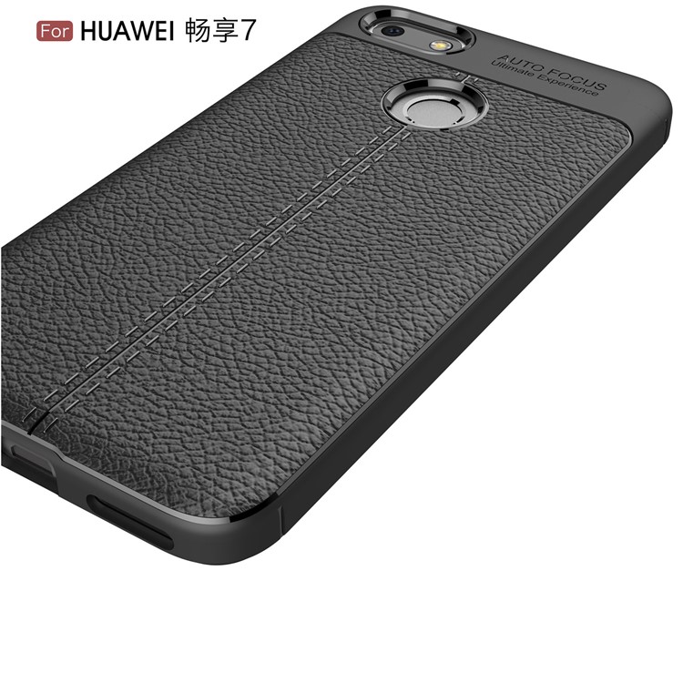 Litchi Grain Soft TPU Housse de protection pour Huawei P9 lite mini / Profitez de 7 / Y6 Pro (2017) - Noir-4