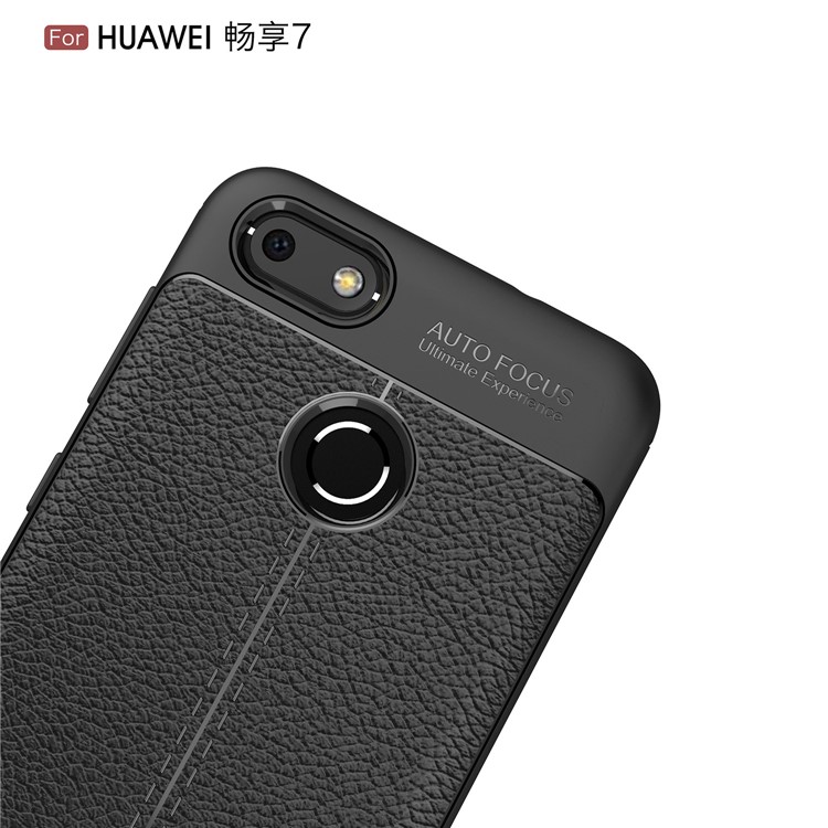 Litchi Grain Soft TPU Housse de protection pour Huawei P9 lite mini / Profitez de 7 / Y6 Pro (2017) - Noir-5