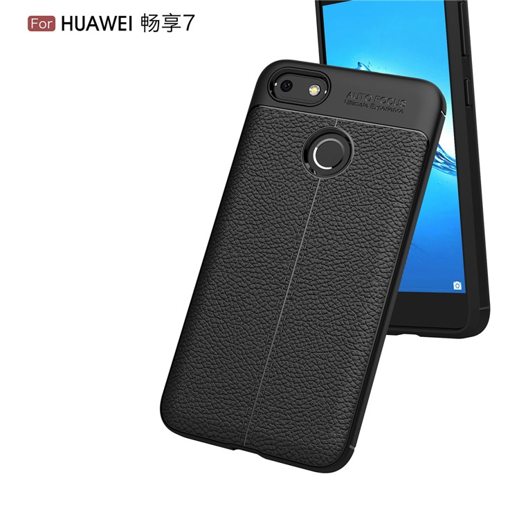 Litchi Grain Soft TPU Housse de protection pour Huawei P9 lite mini / Profitez de 7 / Y6 Pro (2017) - Noir-6