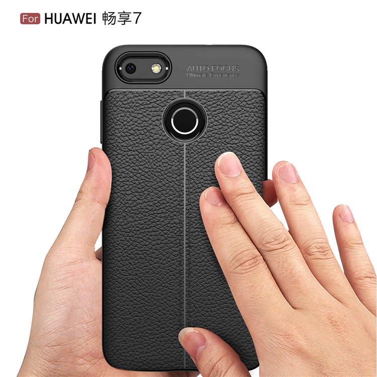 Litchi Grain Soft TPU Housse de protection pour Huawei P9 lite mini / Profitez de 7 / Y6 Pro (2017) - Noir-7