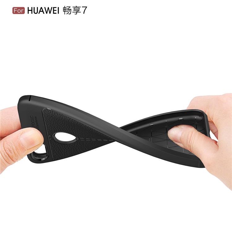 Litchi Grain Soft TPU Housse de protection pour Huawei P9 lite mini / Profitez de 7 / Y6 Pro (2017) - Noir-8