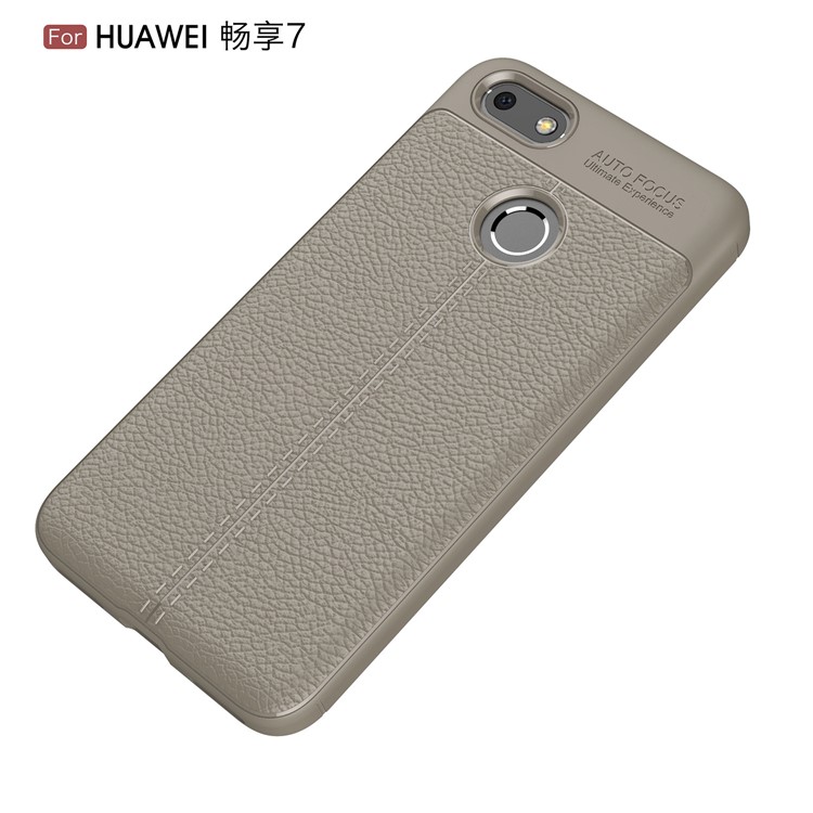 Litchi Grain Soft TPU Jelly Case for Huawei P9 lite mini / Enjoy 7 / Y6 Pro (2017) - Grey-2