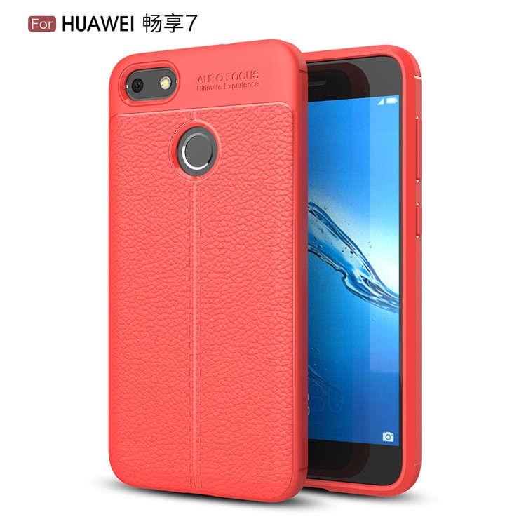Litchi Grain Soft TPU Back Cover for Huawei P9 lite mini / Enjoy 7 / Y6 Pro (2017) - Red-1