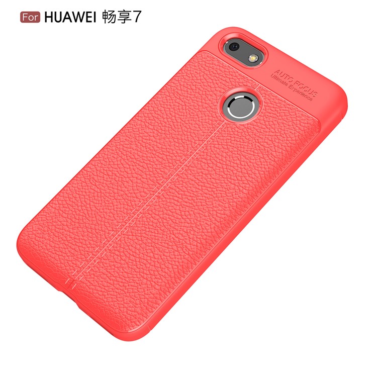 Litchi Grain Soft TPU Back Cover for Huawei P9 lite mini / Enjoy 7 / Y6 Pro (2017) - Red-2