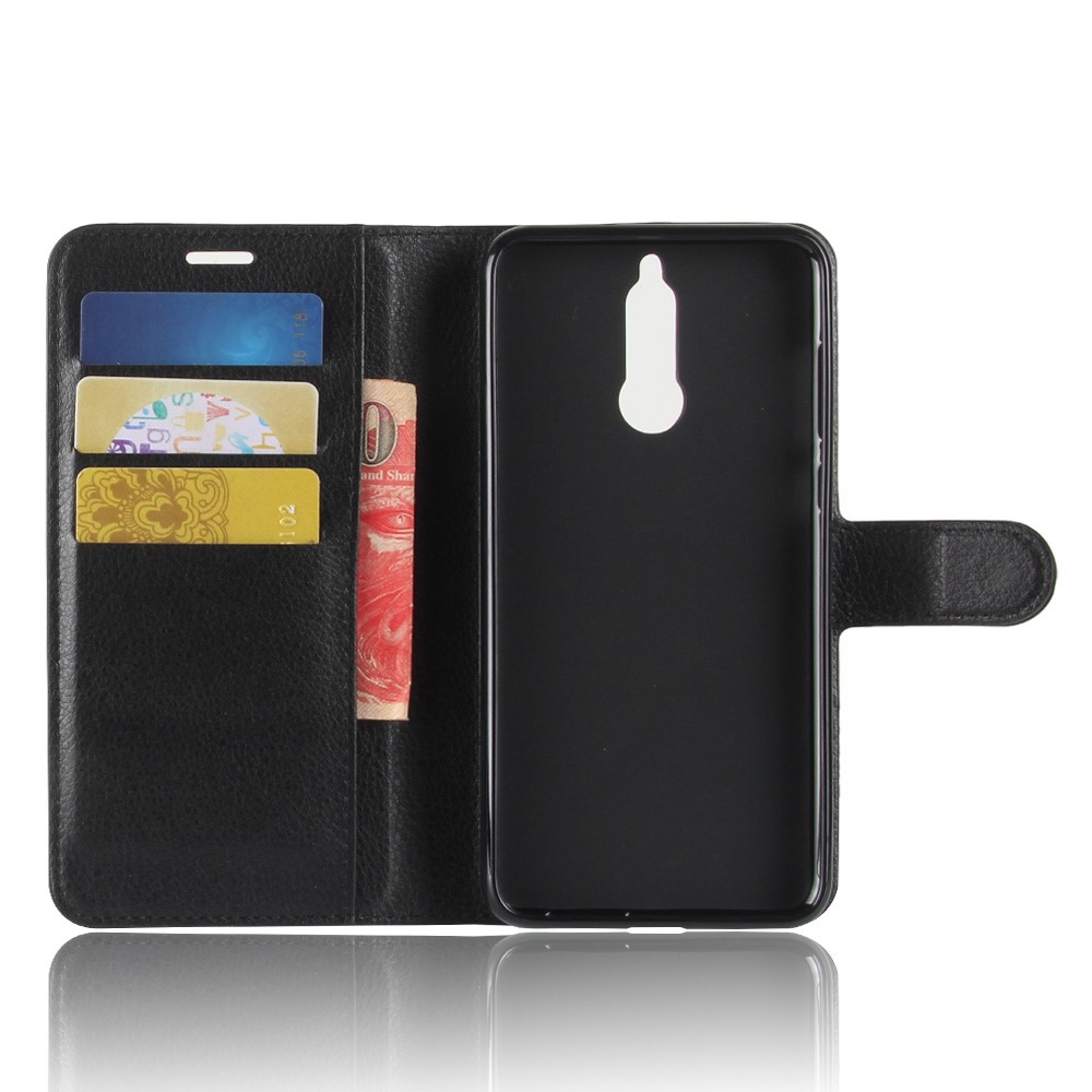 Litchi Skin Leather Wallet Case for Huawei nova 2i / Maimang 6 / Mate 10 Lite - Black-3