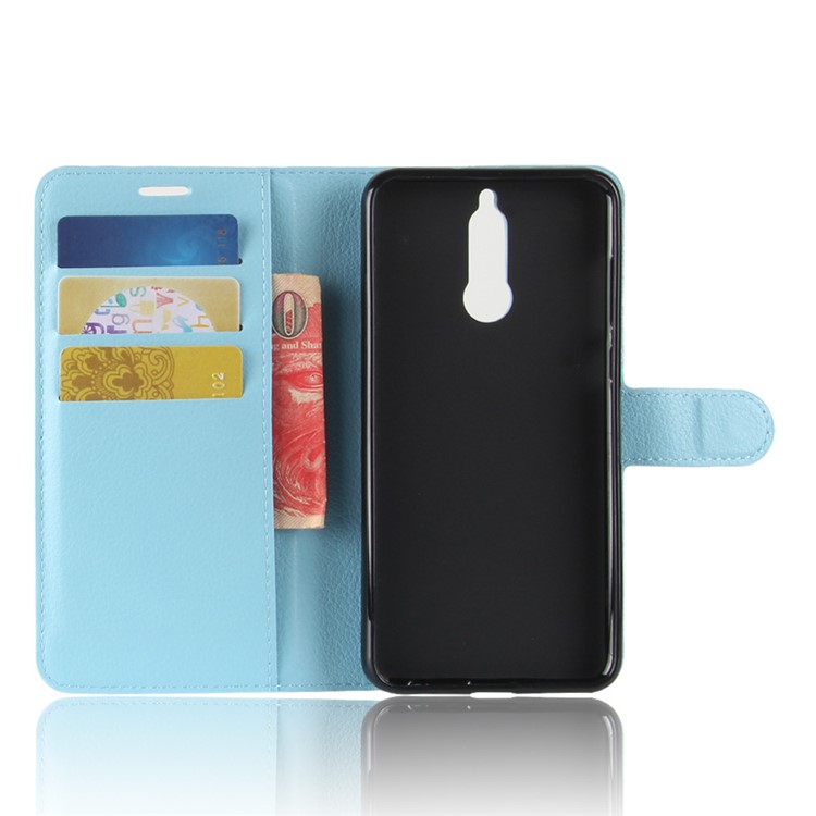 Litchi Skin Magnetic Leather Stand Cover for Huawei nova 2i / Maimang 6 / Mate 10 Lite - Baby Blue-3
