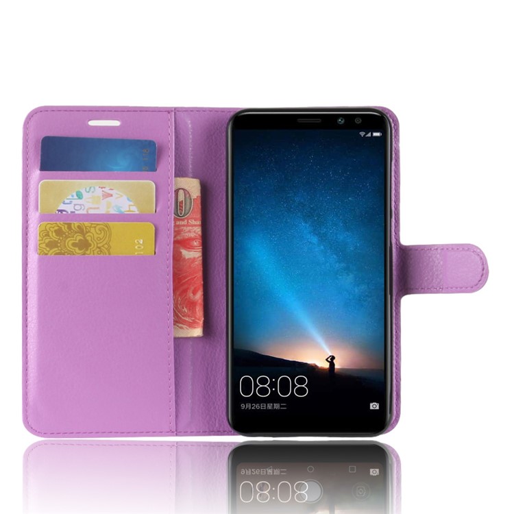 Für Huawei Nova 2i / MAIMANG 6. / Mate 10 Lite Litchi Skin Magnetic Leder Wallet Stehfall - Violett