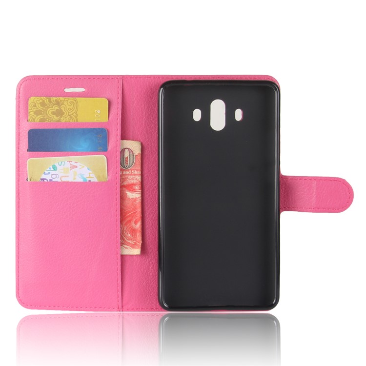Litchi Texture Leather Wallet Stand Phone Case for Huawei Mate 10 - Rose-3