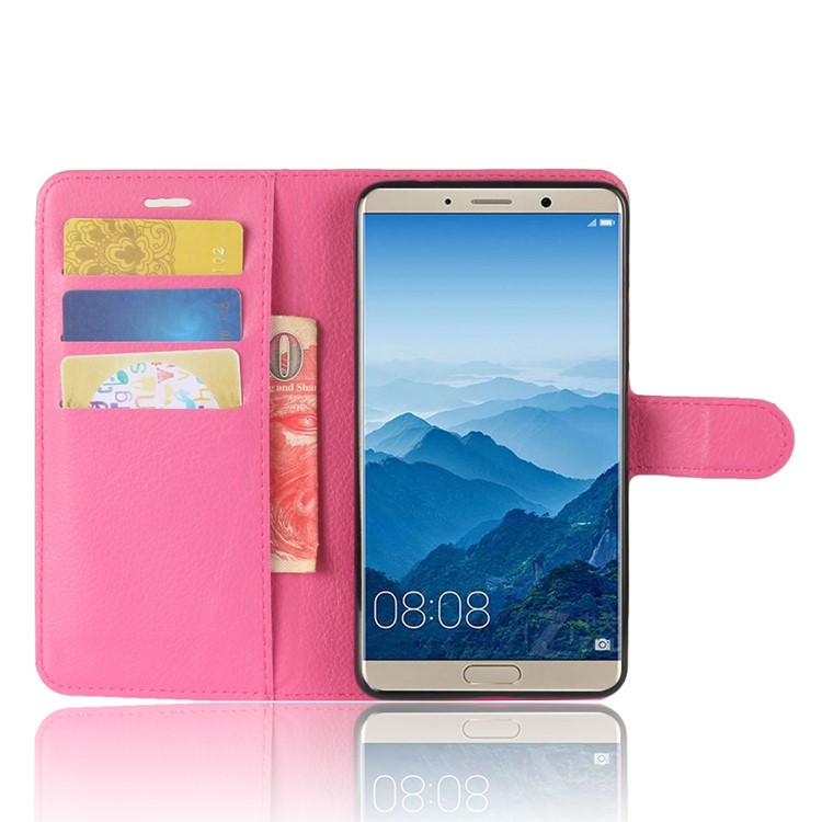 Litchi Texture Leather Wallet Stand Phone Case for Huawei Mate 10 - Rose-4