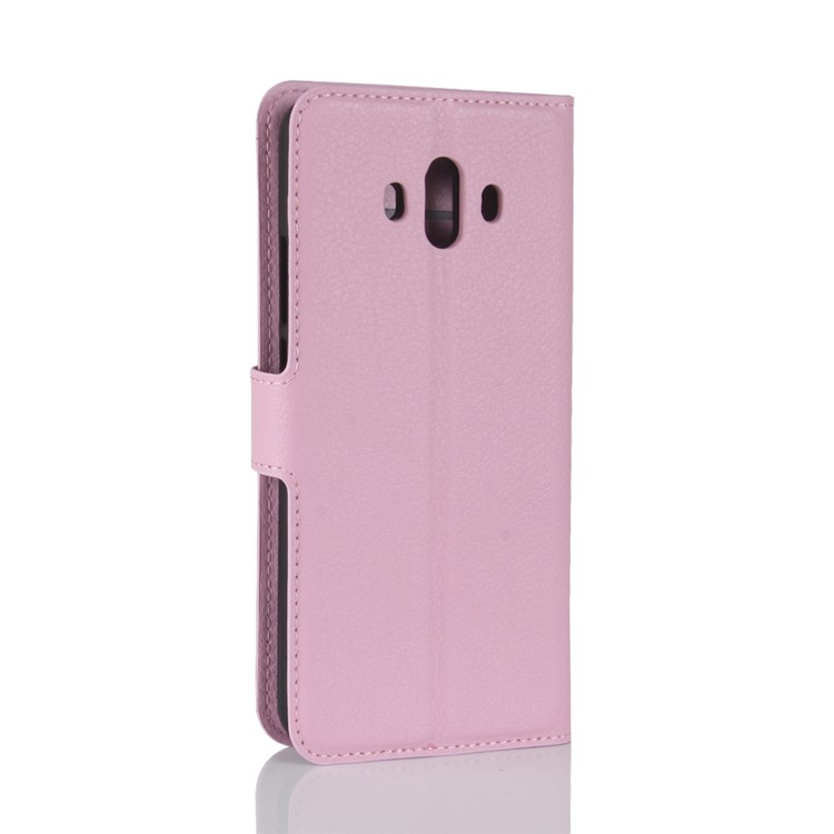 Litchi Grain Leather Wallet Stand Phone Cover for Huawei Mate 10 - Pink-6