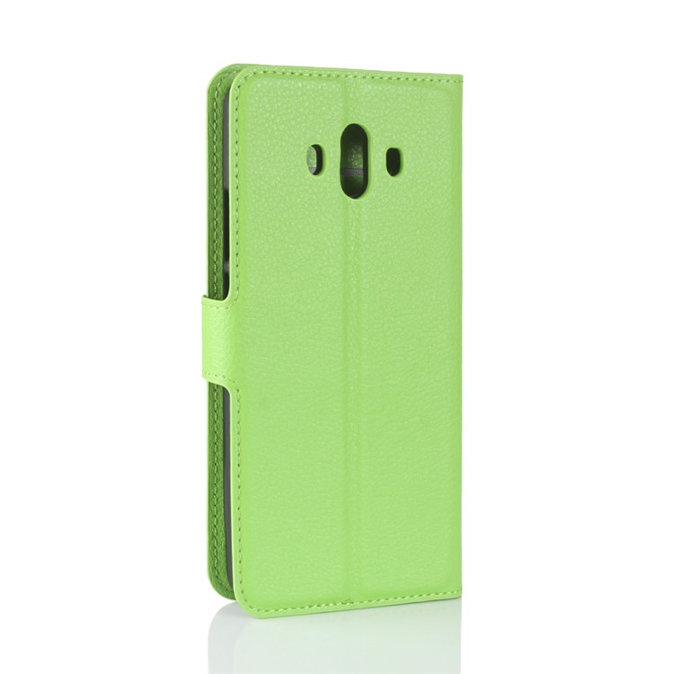 Litchi Skin Leather Wallet Phone Shell with Stand for Huawei Mate 10 - Green-6